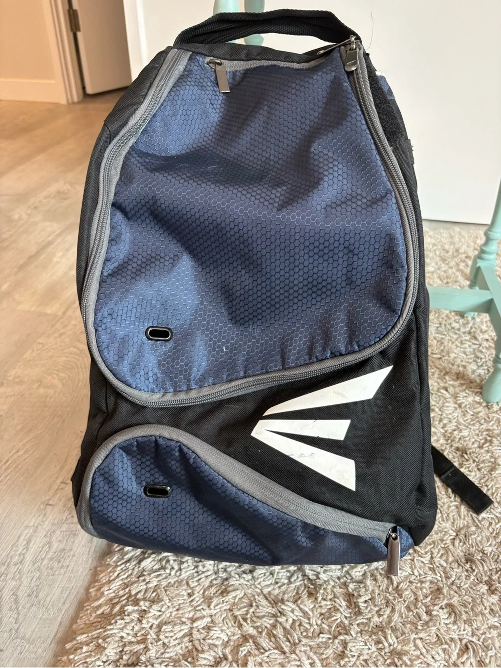 *sold* Easton Game Ready bat backpack, good condition, Black/White/Blue